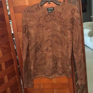 NWOT Ralph Lauren Cashmere/Silk Paisley Sweater